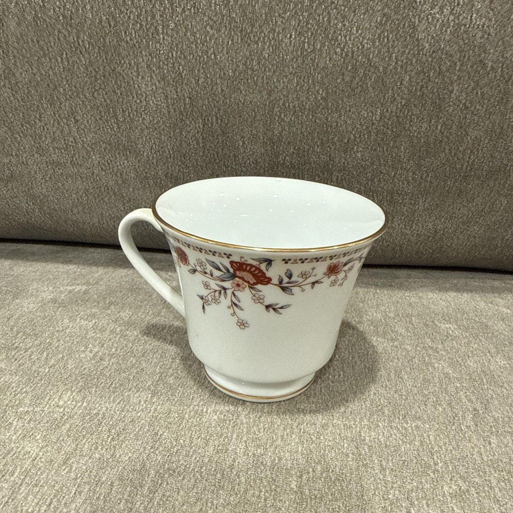 Teacup China Garden Vintage Pink Yellow Brown Leaves Gold Porcelain Floral 3"